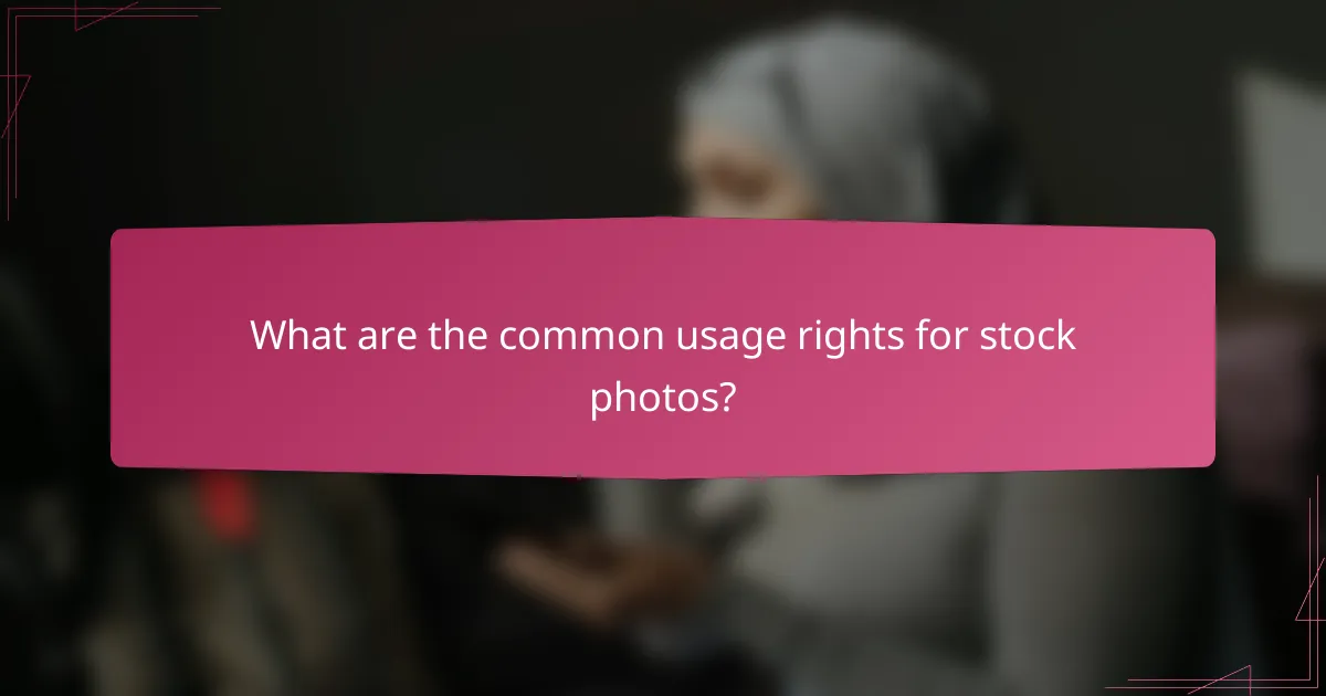 What are the common usage rights for stock photos?